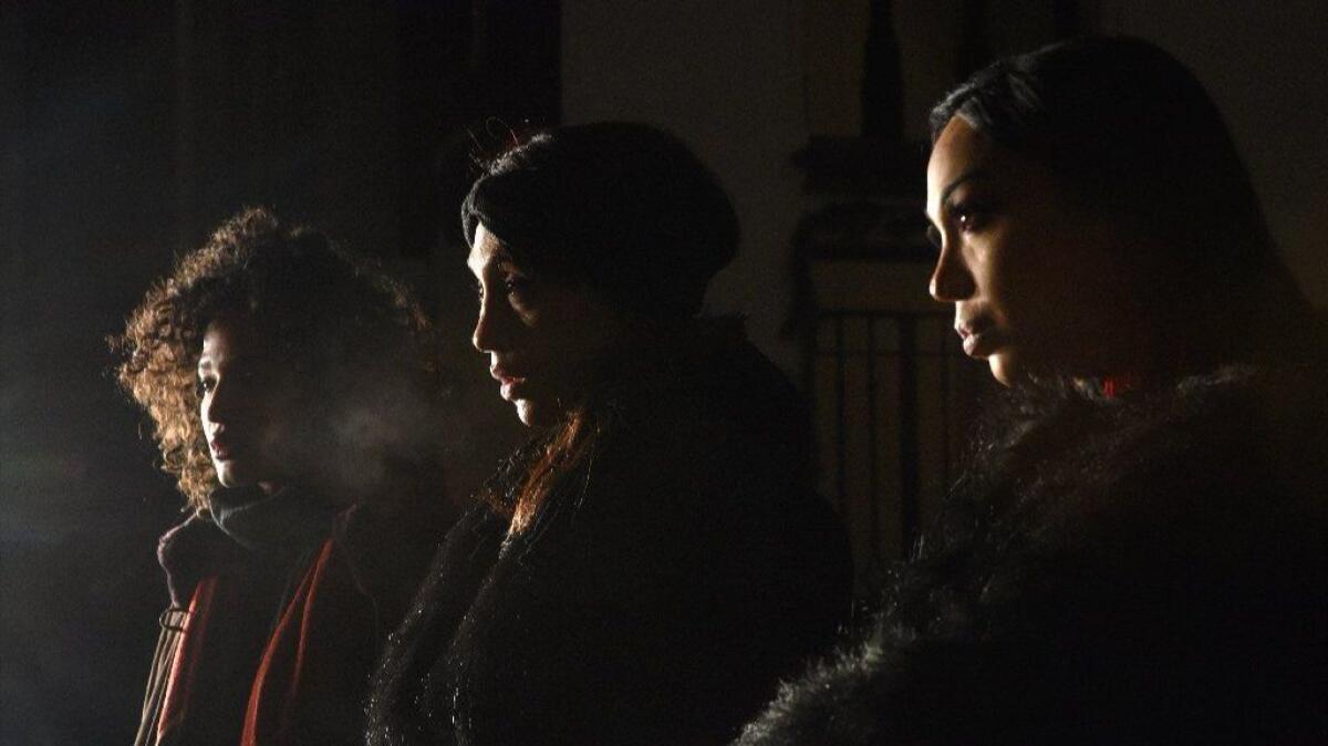 Trans actors, from left, Indya Moore, Mj Rodriguez and Alexia Garcia star in "Saturday Church."