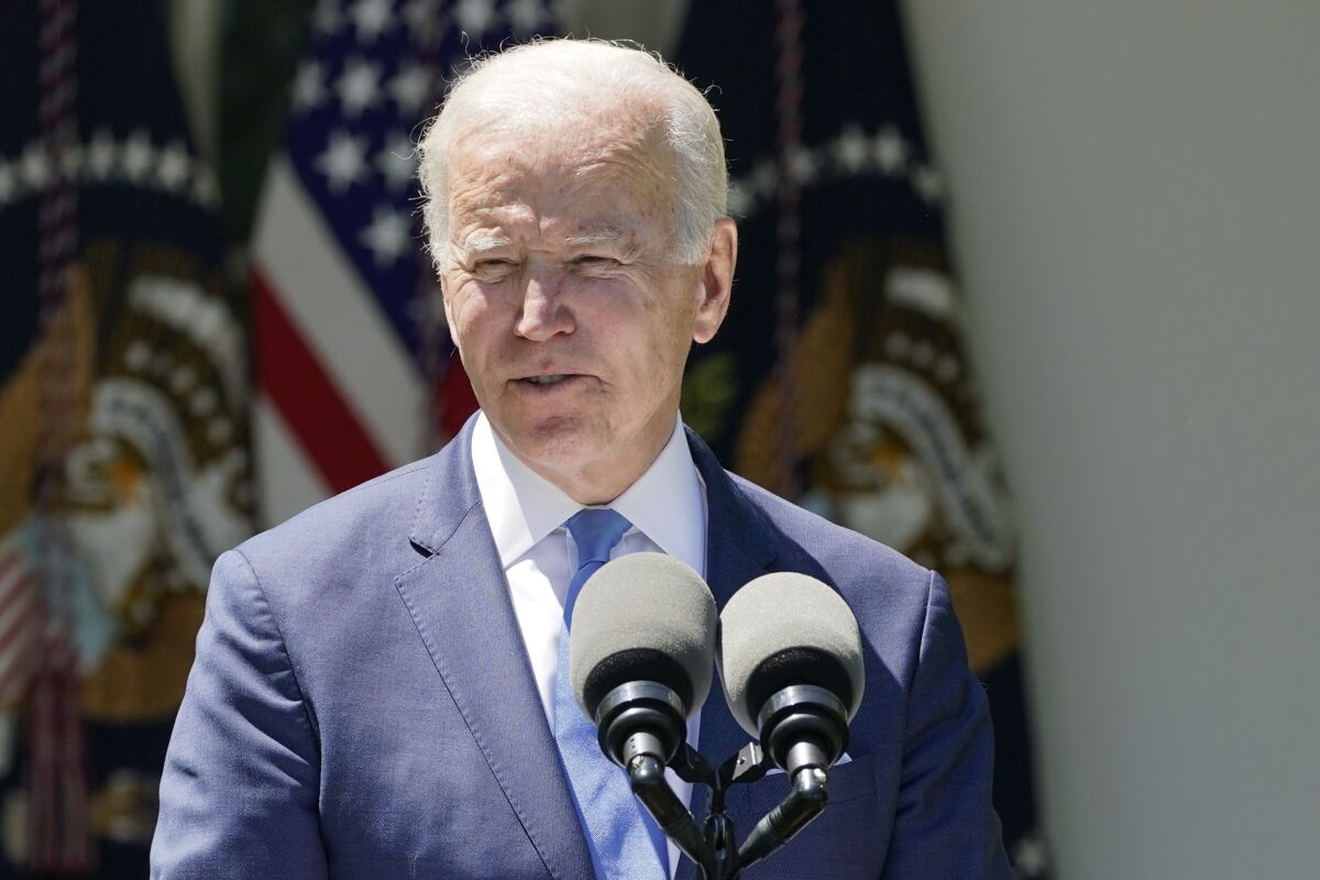 President Joe Biden speaks at an event on lowering the cost of high-speed internet in the Rose Garden of the White House, Monday, May 9, 2022, in Washington. (AP Photo/Manuel Balce Ceneta)