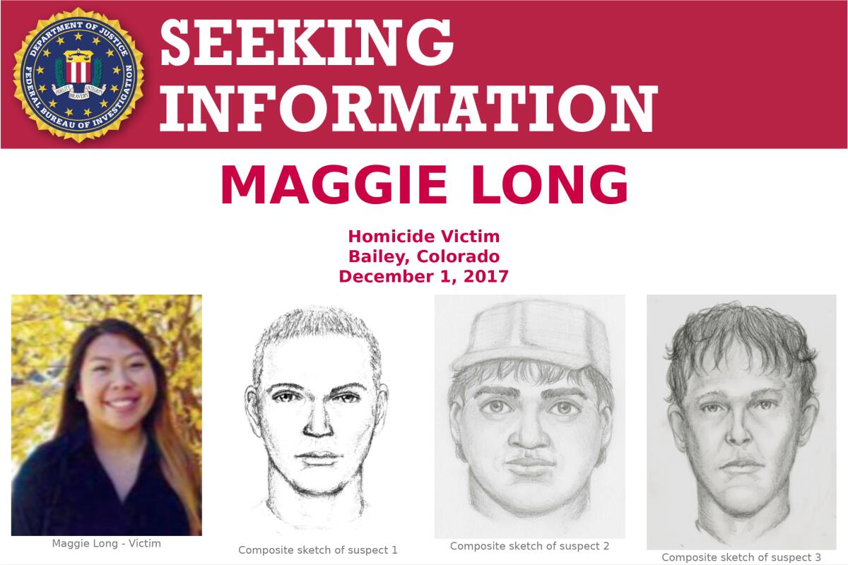 Poster showing slaying victim and suspect sketches