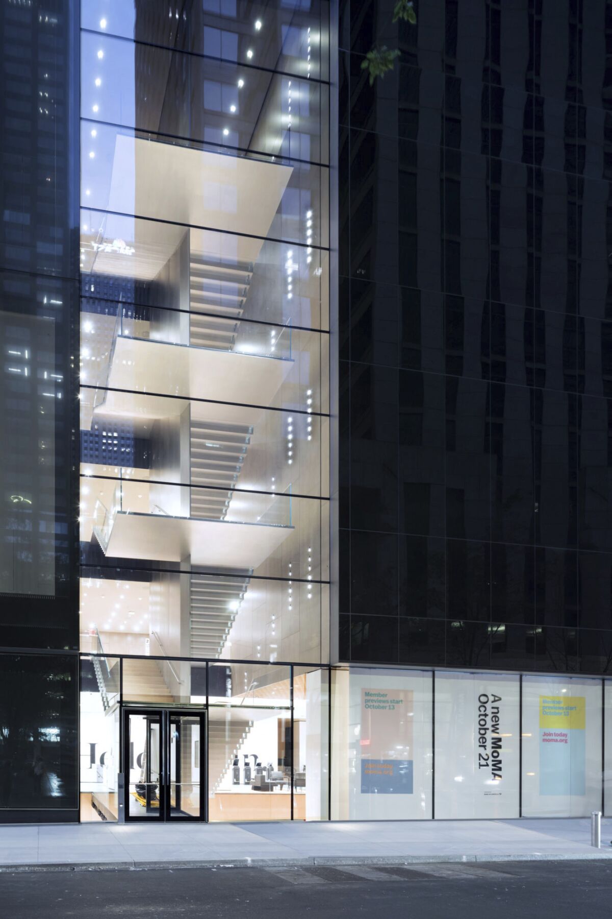 An exterior view of the Blade Stair Atrium, part of the renovation and expansion effort at the Museum of Modern Art in New York.