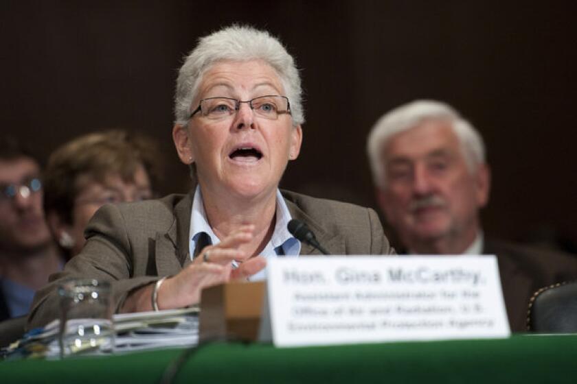 Gina McCarthy, seen during the Senate Environment and Public Works Subcommittee on Clean Air and Nuclear Safety hearing.