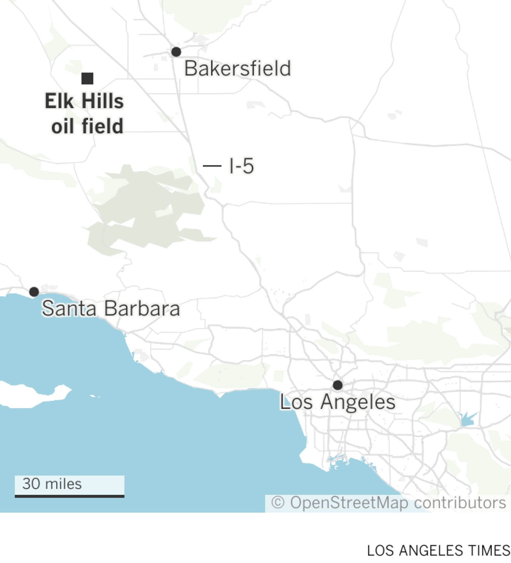 Map of the Elk Hills Oil Field west of Bakersfield