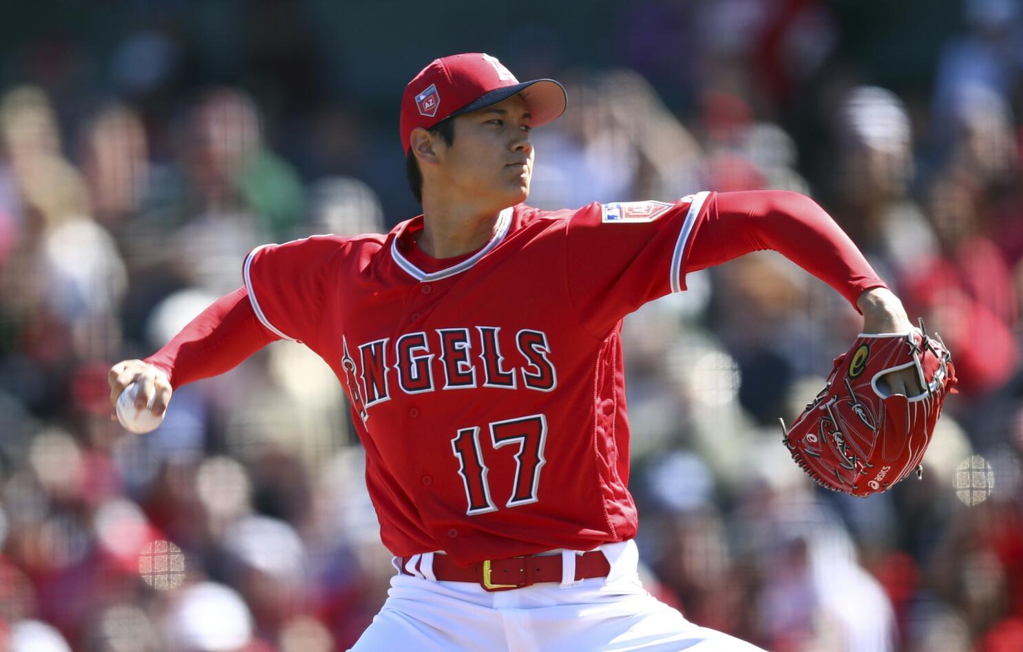 Los Angeles Angels two-way player Shohei Ohtani's Asics glove with