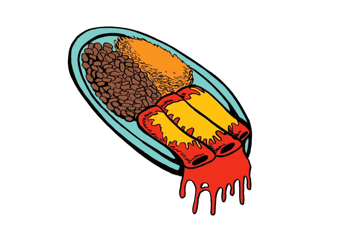Graphic novel illustrations of a combo plate