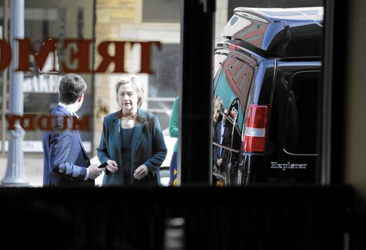 Hillary Rodham Clinton, in Marshalltown, Iowa, was less open on her first campaign trip than had been expected.
