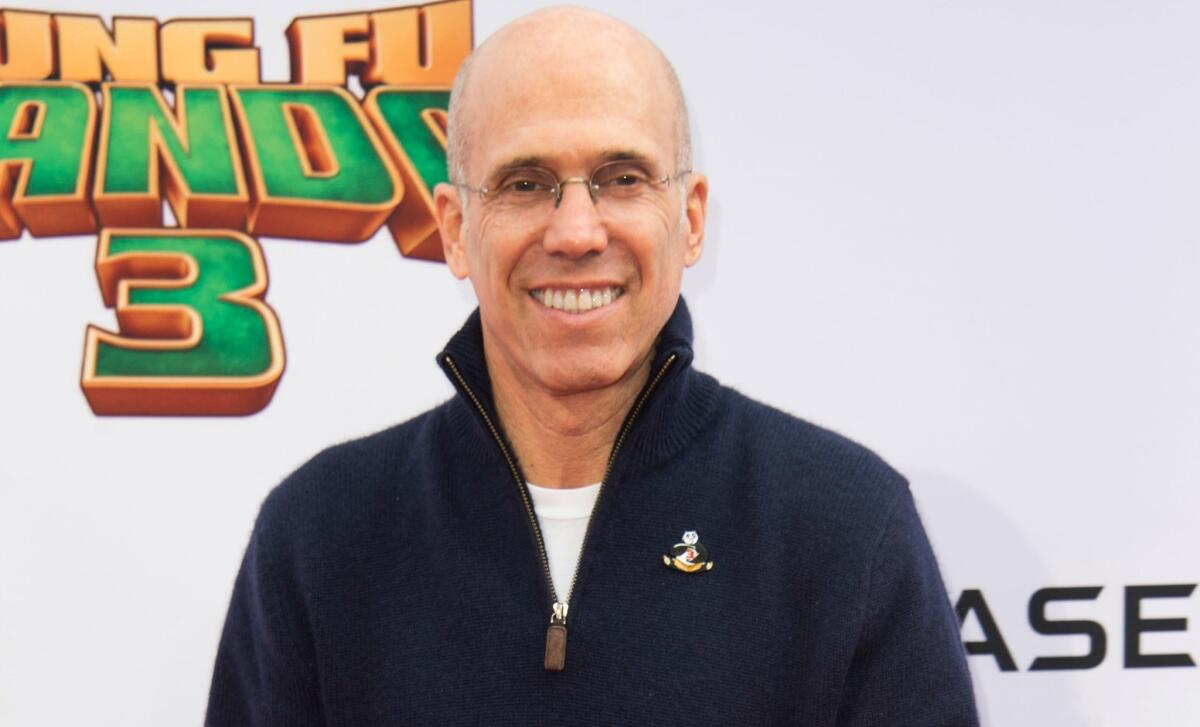 DreamWorks Animation CEO Jeffrey Katzenberg attends the Hollywood premiere of "Kung Fu Panda" in January. At a investor conference on Tuesday, Katzenberg said he'd like to see a merger with Paramount Pictures.