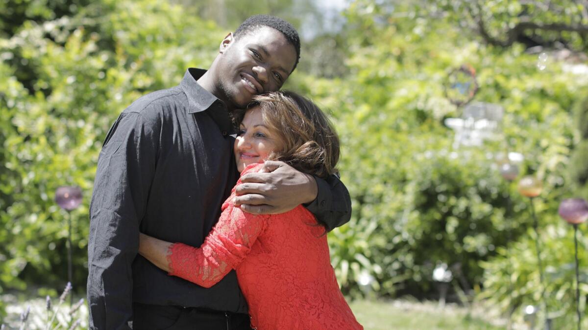 Azita Milanian is reunited with Matthew Whitaker, the newborn baby she found abandoned on the side of a trail in Altadena 20 years ago.