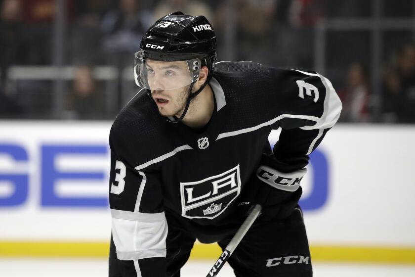 Los Angeles Kings' Matt Roy (3) during an NHL hockey game against the Washington Capitals Wednesday, Dec. 4, 2019, in Los Angeles. (AP Photo/Marcio Jose Sanchez)