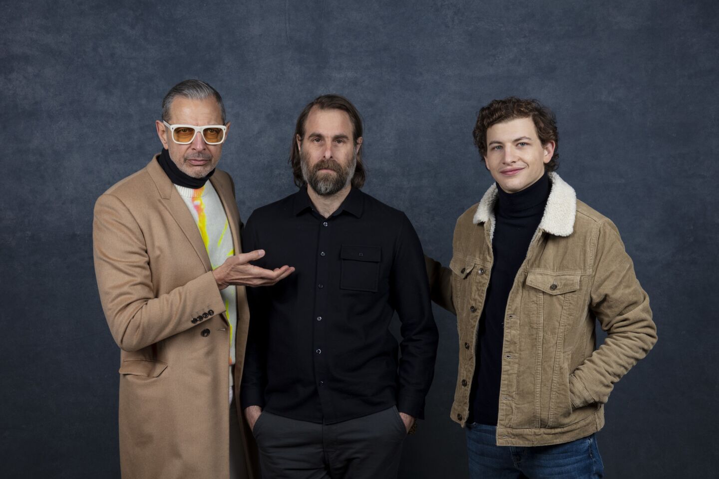 Actor Jeff Goldblum, director Rick Alverson and actor Tye Sheridan from the film "The Mountain."