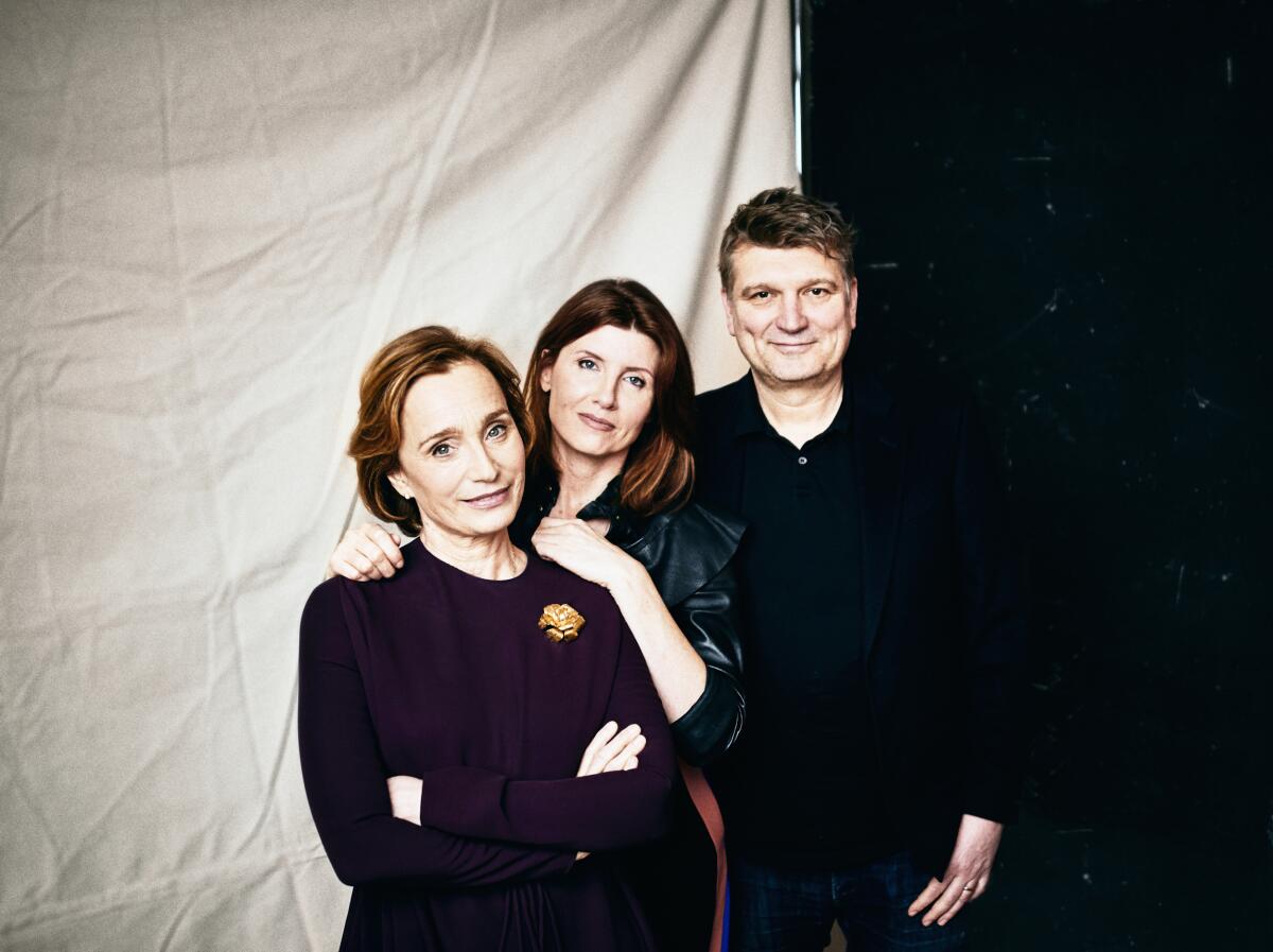 Actress Kristin Scott Thomas, Sharon Horgan and director Peter Cattaneo joined forces for "Military Wives."