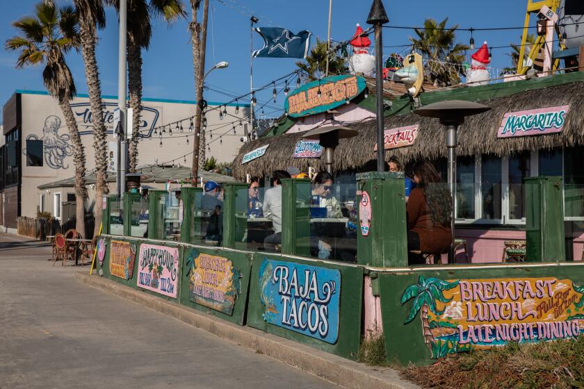 San Diego, CA - December 14: The outdoor dining are of Baja Beach Cafe at Pacific Beach in San Diego, CA on Wednesday, Dec. 14, 2022. (Adriana Heldiz / The San Diego Union-Tribune)