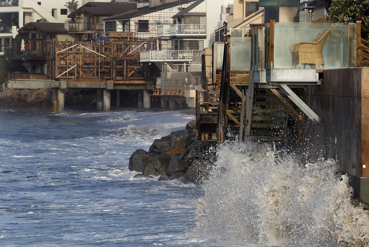 High tide at Broad Beach in Malibu is photographed on a March Sunday in 2013.