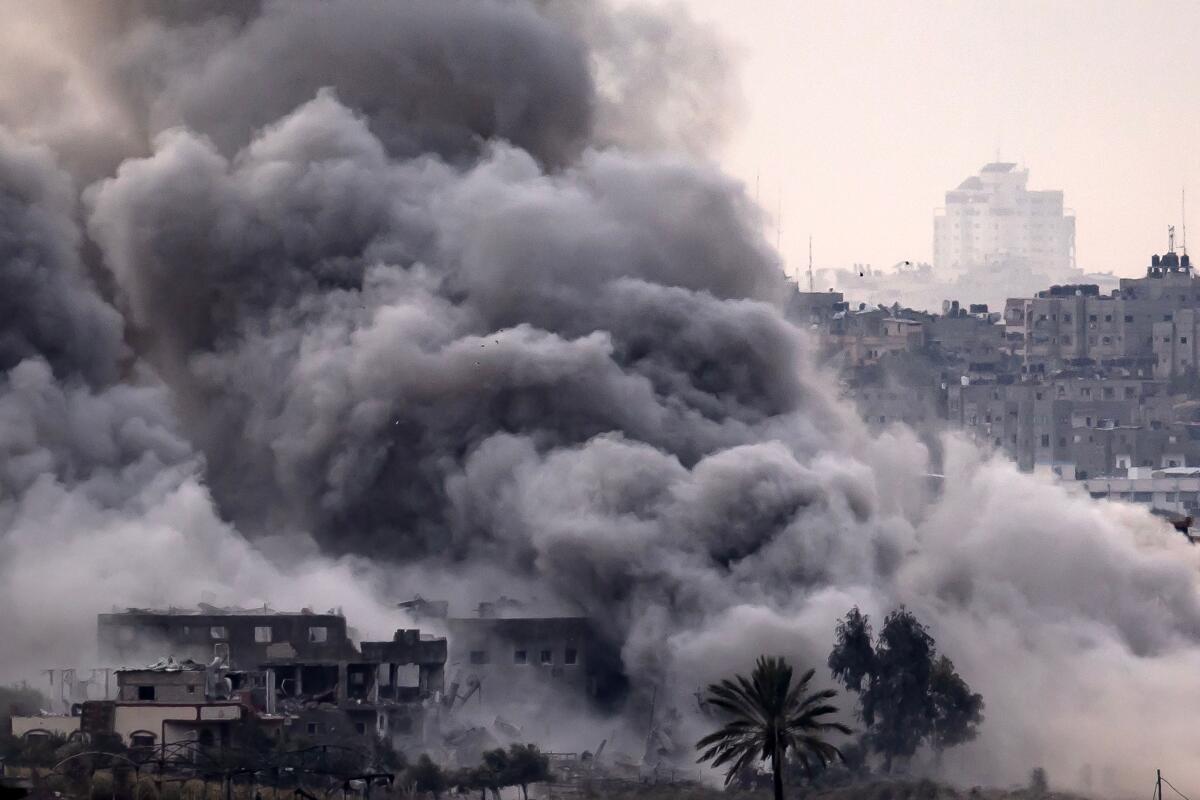 Smoke rises over Gaza.