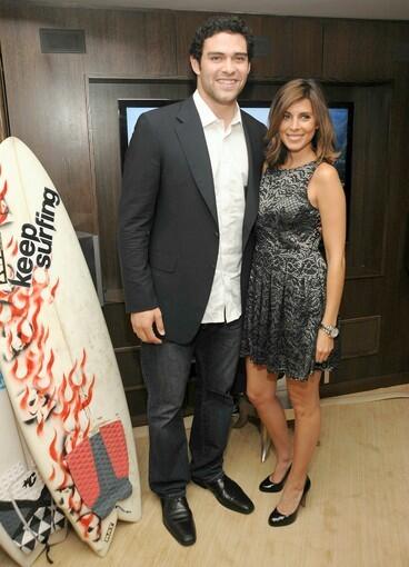 New York Jets' Mark Sanchez and former "Sopranos" star Jamie-Lynn Sigler at the LG Infinia premiere of the documentary "Keep Surfing."