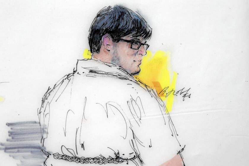 Enrique Marquez Jr., shown in a courtroom sketch, appears in federal court in Riverside.