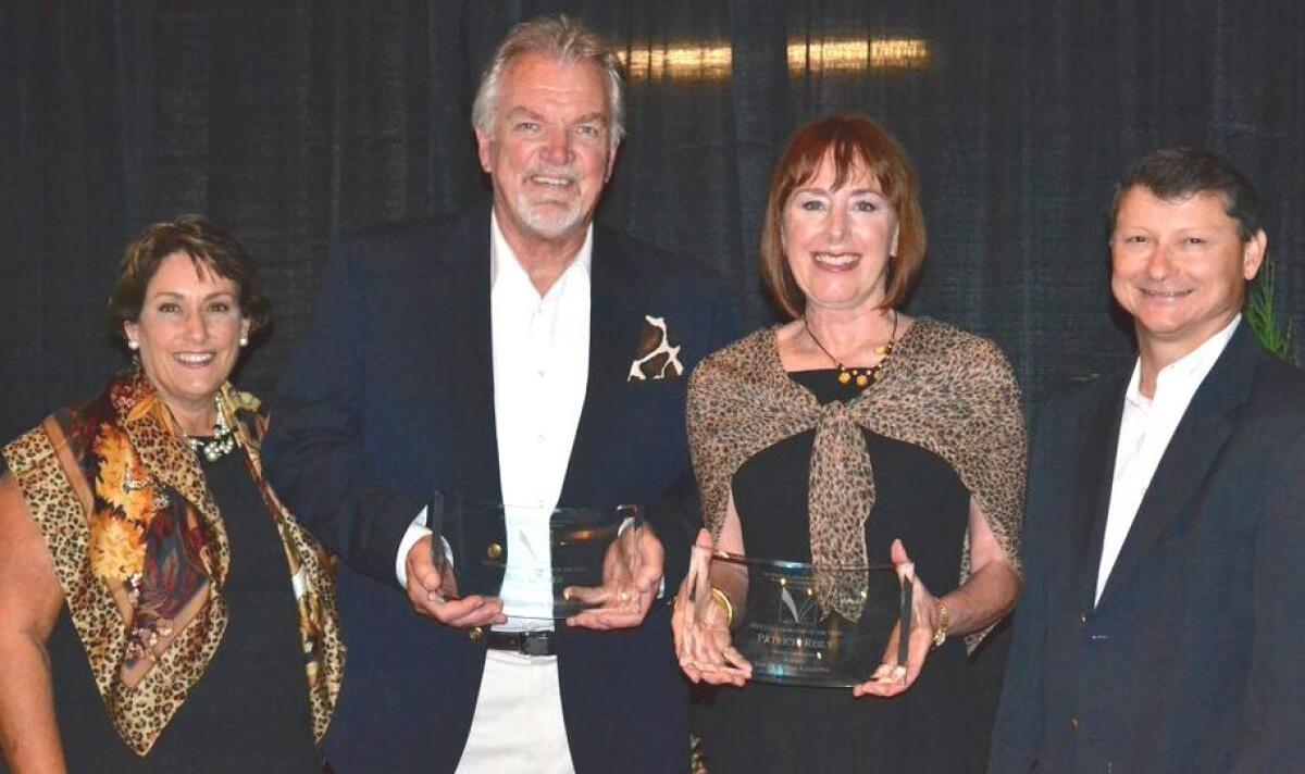 North San Diego Business Chamber President and CEO Debra Rosen, left, with Community Champion of the Year award recipient Bill Loeber, Collaborator of the Year award recipient Patricia Reily and chamber board member Charlie Piscitello.