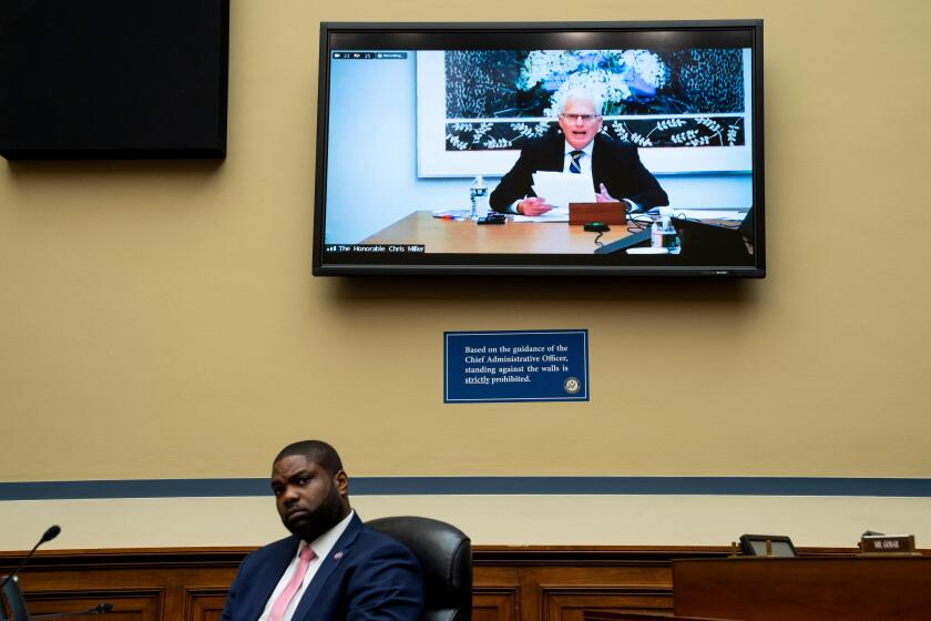 US Representative Byron Donalds, Republican of Florida, listens as former acting Secretary of Defense Christopher Miller testifies virtually during the House Oversight and Reform Committee hearing on "The Capitol Insurrection: Unexplained Delays and Unanswered Questions" on May 12, 2021, in Washingbton, DC. (Photo by Bill Clark / POOL / AFP) (Photo by BILL CLARK/POOL/AFP via Getty Images)