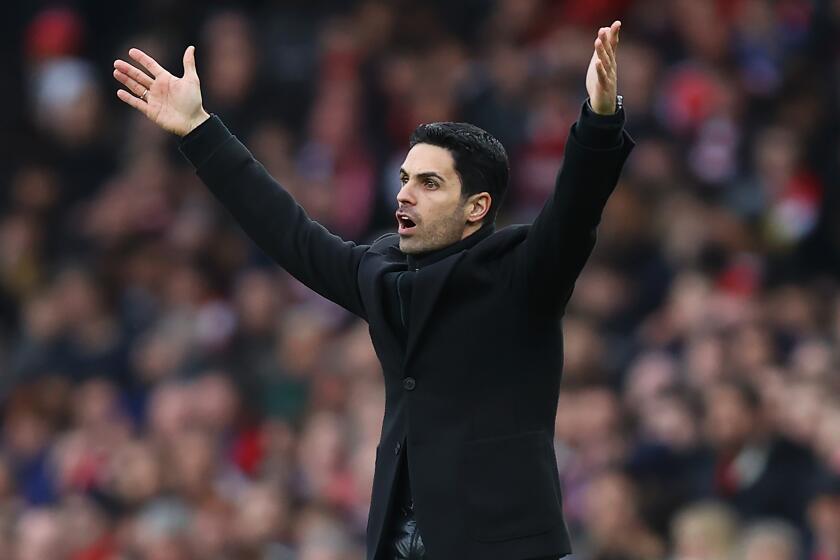 LONDON, ENGLAND - MARCH 07: Mikel Arteta manager of Arsenal reacts during the Premier League match between Arsenal FC and West Ham United at Emirates Stadium on March 07, 2020 in London, United Kingdom. (Photo by Julian Finney/Getty Images)