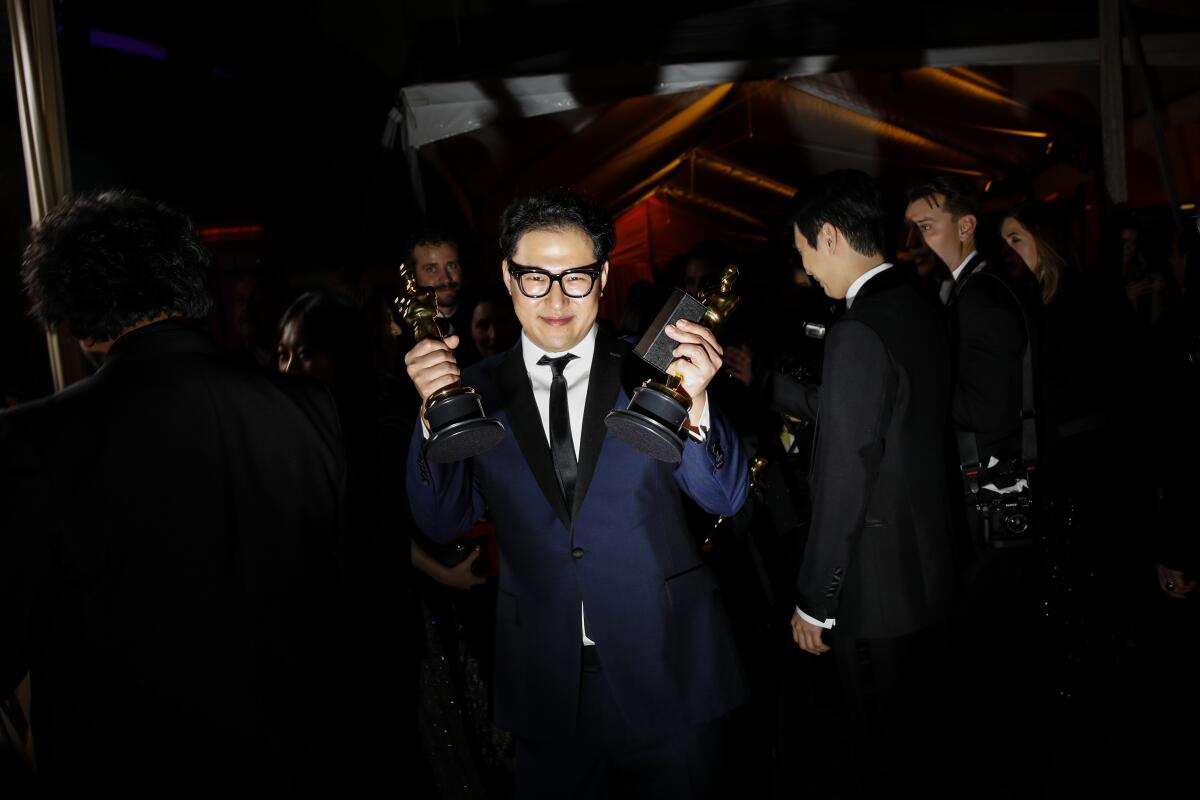 Han Jin Won, winner of the original screenplay Oscar for “Parasite,” at the Governors Ball after the Academy Awards.