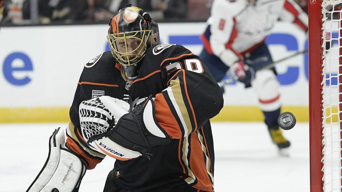 Ryan Miller of the Ducks has 375 victories, the most by an American goaltender in the NHL.