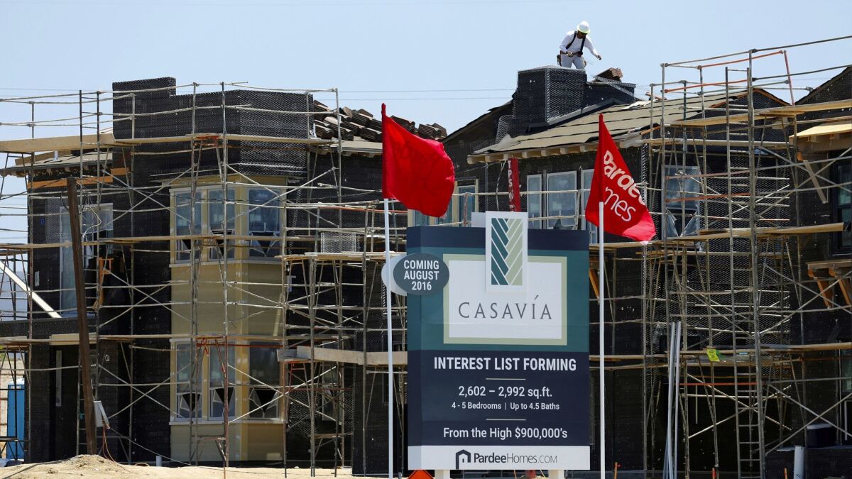 San Diego housing is expensive but still affordable to certain buyers because of rising wages. Construction of single family homes by Pardee Homes is seen in San Diego, California, U.S. June 22, 2016.