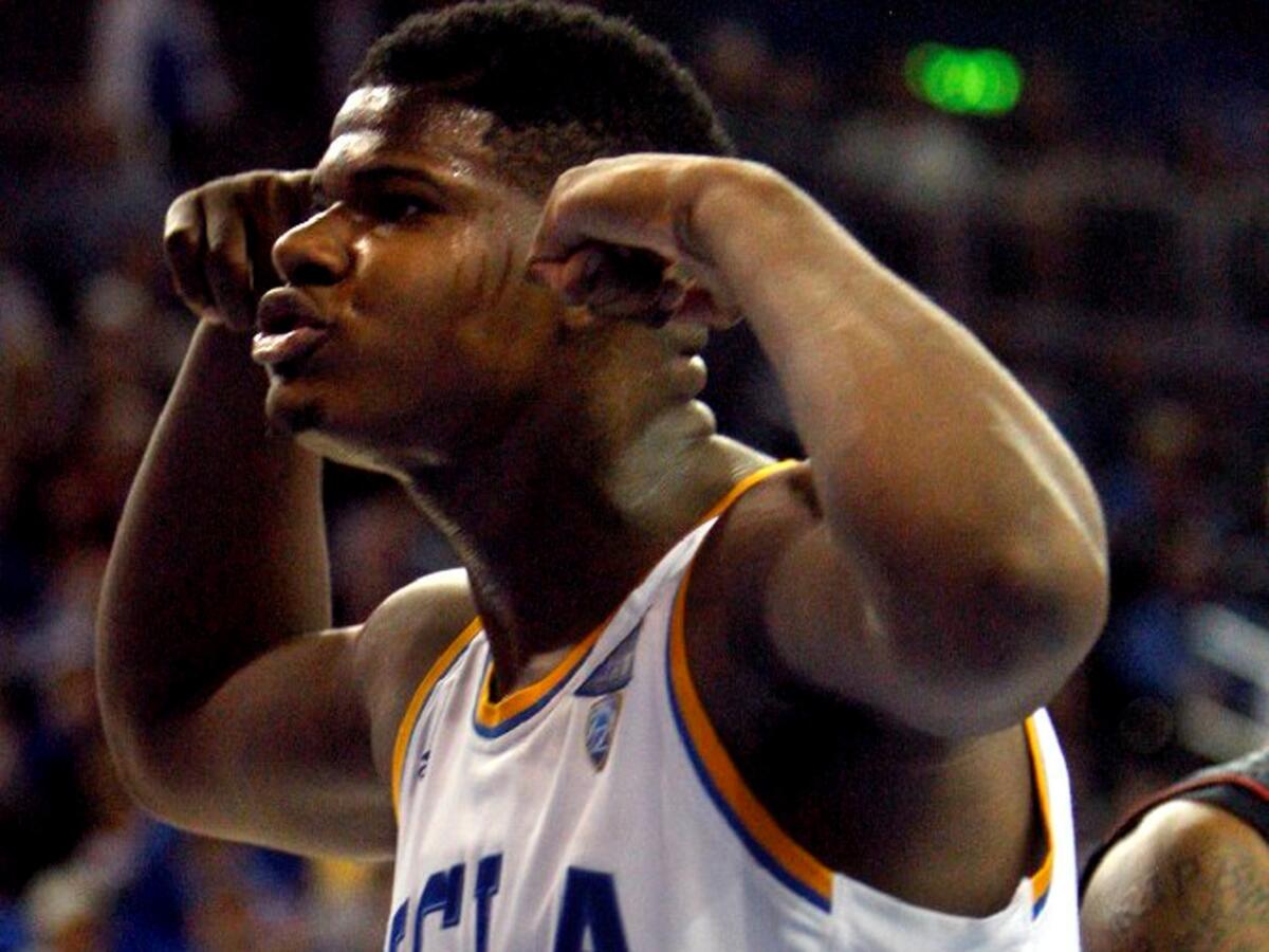 UCLA forward Tony Parker flexes after a made basket in the Bruins' 85-74 victory over USC.