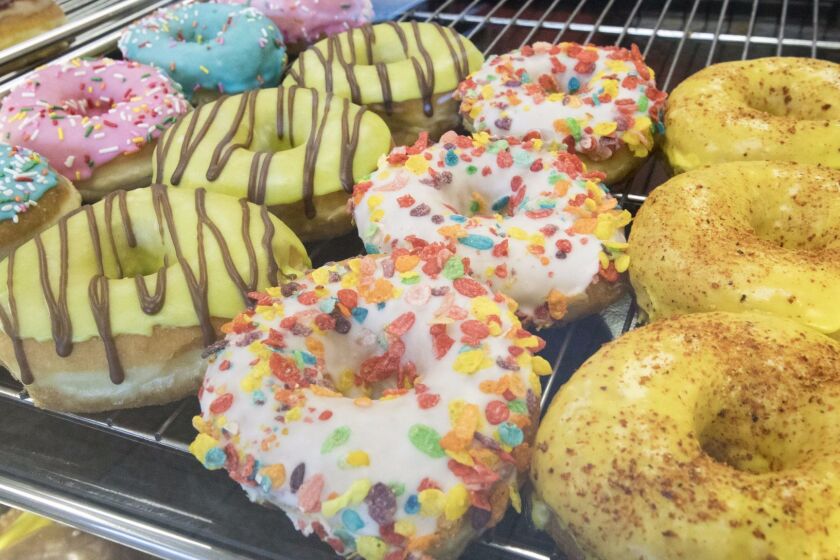 A variety of doughnuts at Blinkie's Donuts.