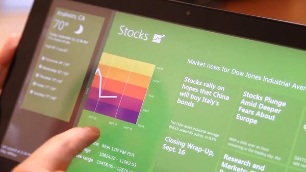 Microsoft's Windows 8 Developer Preview running on a Samsung-built prototype tablet.