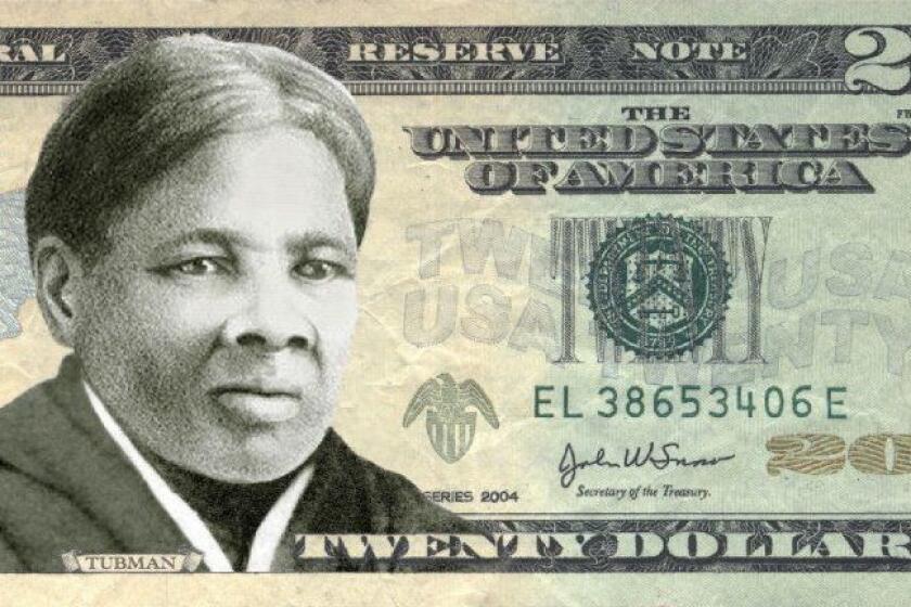 (FILES) This file photo taken on April 29, 2015 shows an image provided by the "Women On 20's" organization festuring abolitionist Harriet Tubman on the US twenty dollar bill. Celebrated former US slave Harriet Tubman will replace President Andrew Jackson on the $20 banknote, the first time an African-American has been featured on US money, a Treasury official said April 20, 2016. The decision came after the Treasury came under pressure to put a woman on a different banknote soon to be revised, the $10 bill that features the first Treasury secretary Alexander Hamilton. / AFP PHOTO / Women On 20's / Handout / RESTRICTED TO EDITORIAL USE - MANDATORY CREDIT "AFP PHOTO / "WOMEN ON 20'S" - NO MARKETING NO ADVERTISING CAMPAIGNS - DISTRIBUTED AS A SERVICE TO CLIENTS HANDOUT/AFP/Getty Images ** OUTS - ELSENT, FPG, CM - OUTS * NM, PH, VA if sourced by CT, LA or MoD **