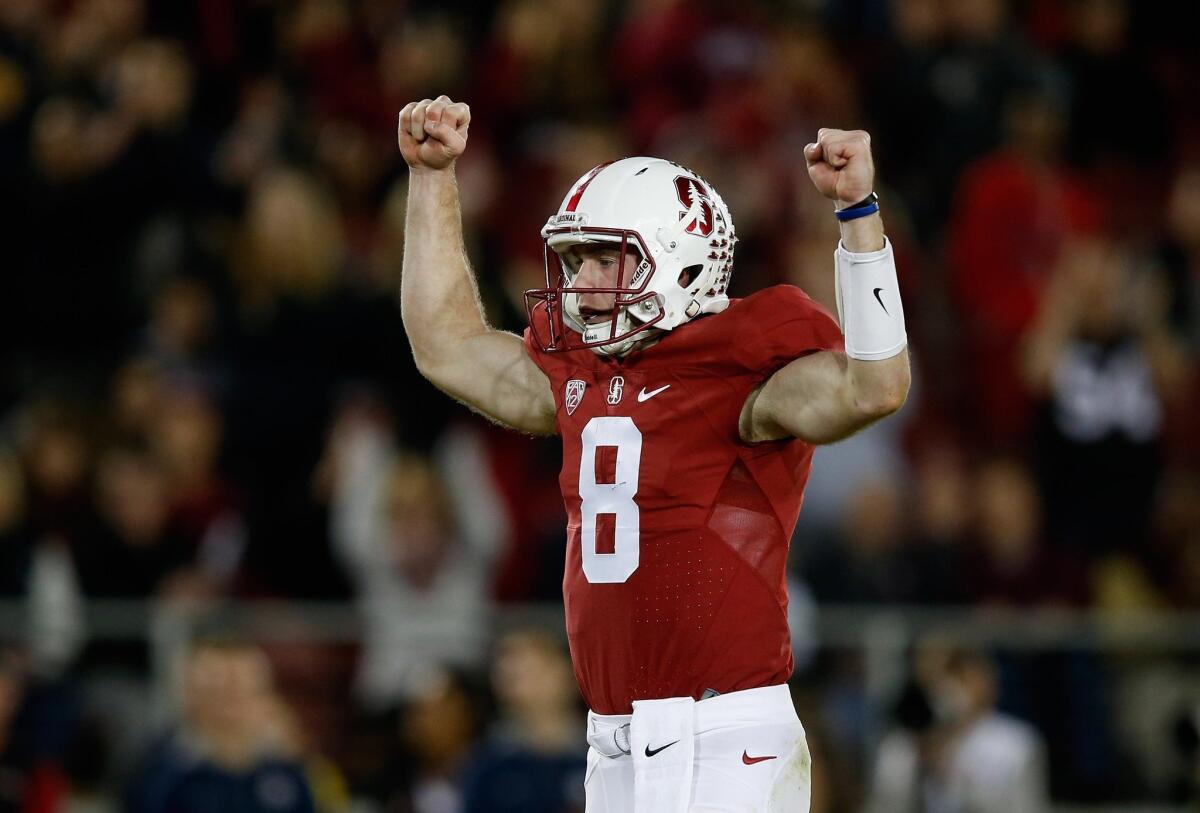 Kevin Hogan celebrates after a Stanford touchdown against California on Nov. 21.
