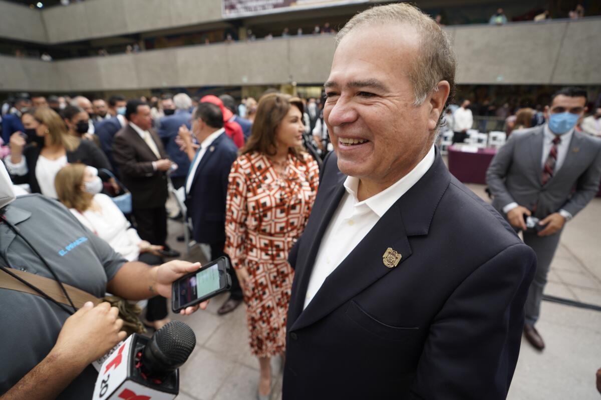 Arturo González Cruz is seen at the swearing-in ceremony for his successor at Palacio Municipal in Tijuana in October.