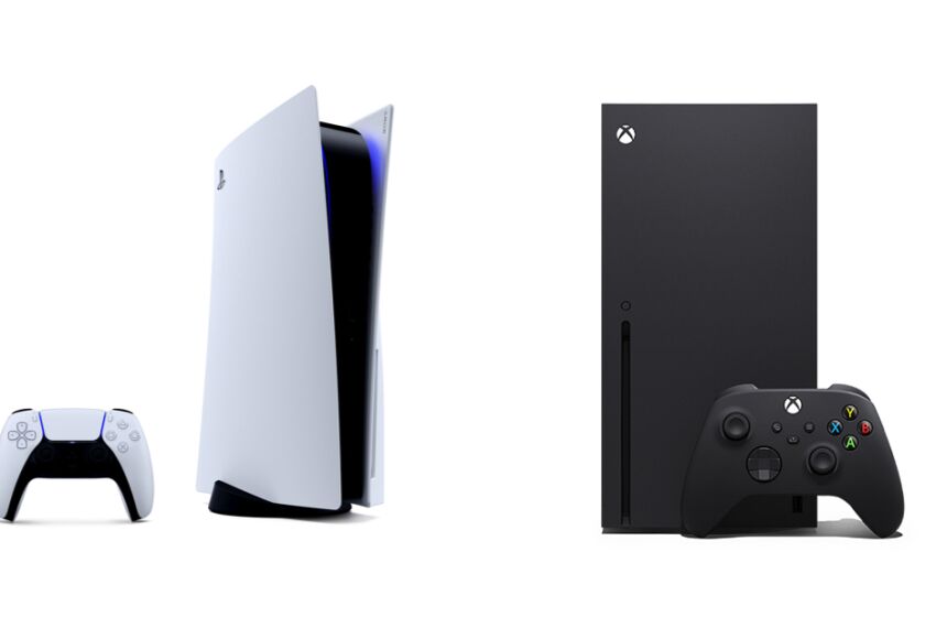 (L-R) The new Sony PlayStation 5 and the Xbox Series X.