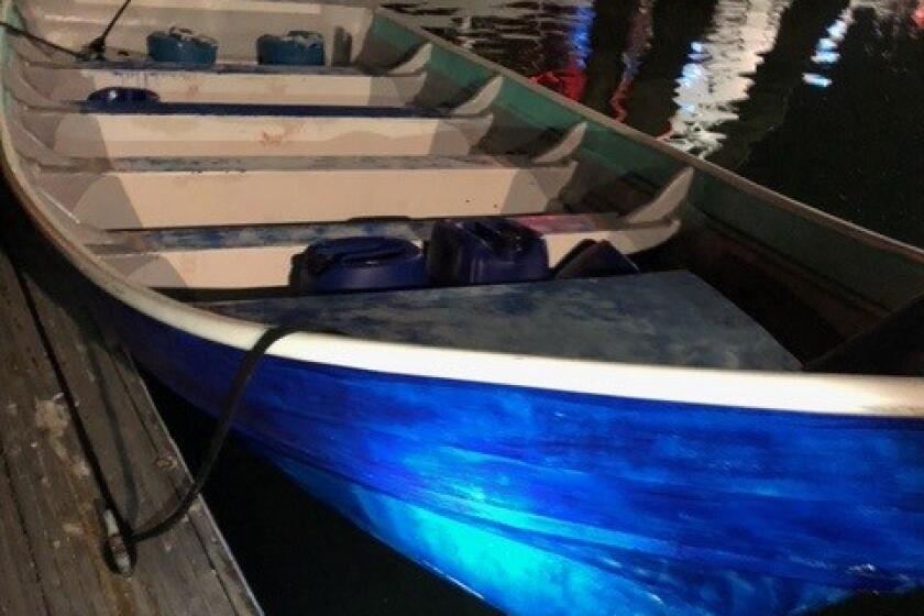 Customs and Border Protection officials said 20 people were found on board this panga Sunday night off La Jolla coast.