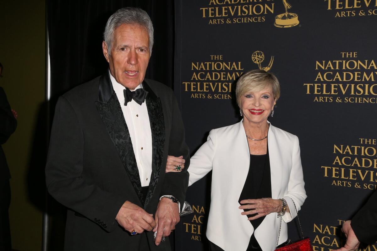 Florence Henderson and Alex Trebek arrive for the Daytime Creative Arts Emmy Awards in Universal City on April 24.
