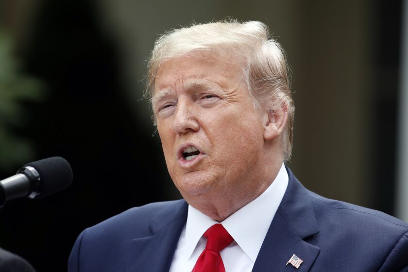 President Donald Trump speaks during a news conference in the Rose Garden of the White House, Friday, May 29, 2020, in Washington. (AP Photo/Alex Brandon)
