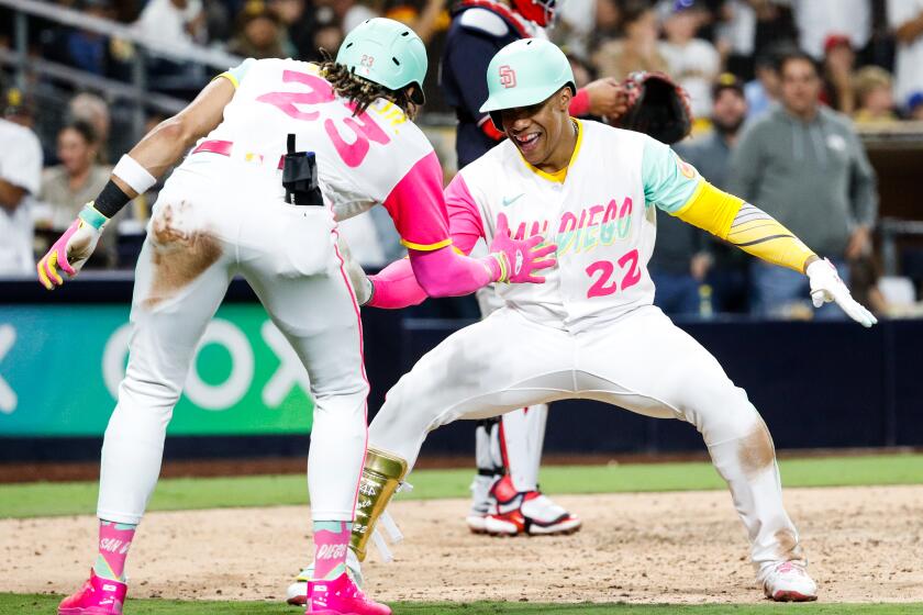 athletes and steroids research paper San Diego, CA - June 23: Padres right fielder Fernando Tatis Jr. (23) left fielder Juan Soto (22) celebrate Soto's home run against the Nationals during the eighth inning at Petco Park on Friday, June 23, 2023 in San Diego, CA. (Meg McLaughlin / The San Diego Union-Tribune)