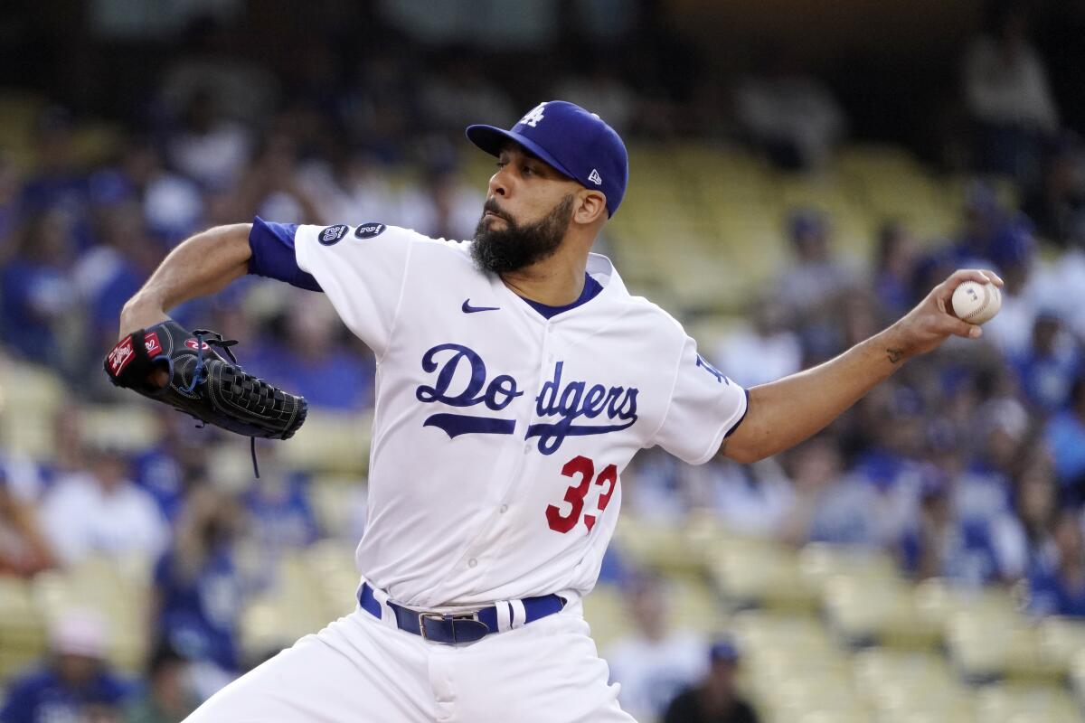 Dodgers starter David Price pitches during the first inning July 23, 2021.