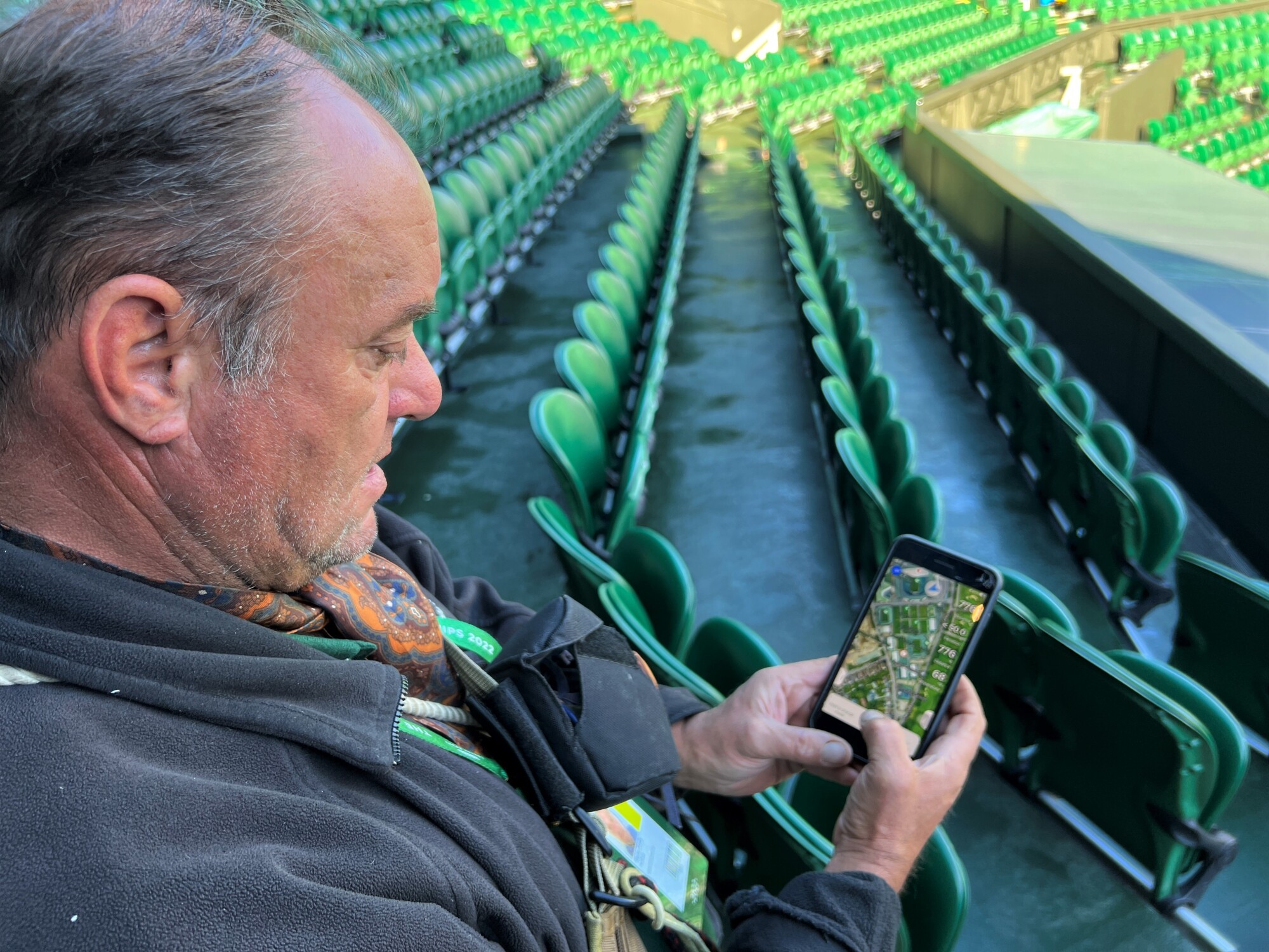 Wayne Davis can check his cellphone to see Rufus' location via a tracking device.