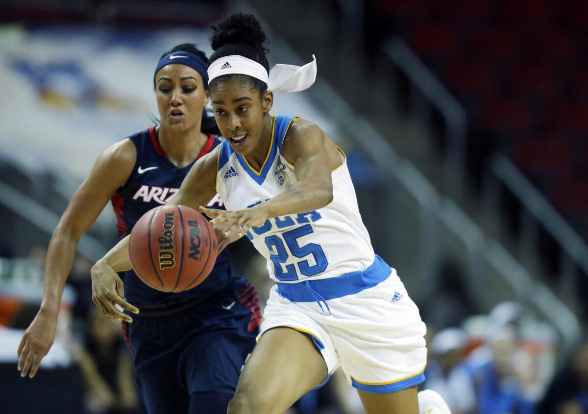 UCLA forward Monique Billings had 18 points in the Bruins' 72-51 win over Arizona in the quarterfinals of the Pac-12 Conference tournament on March 4.
