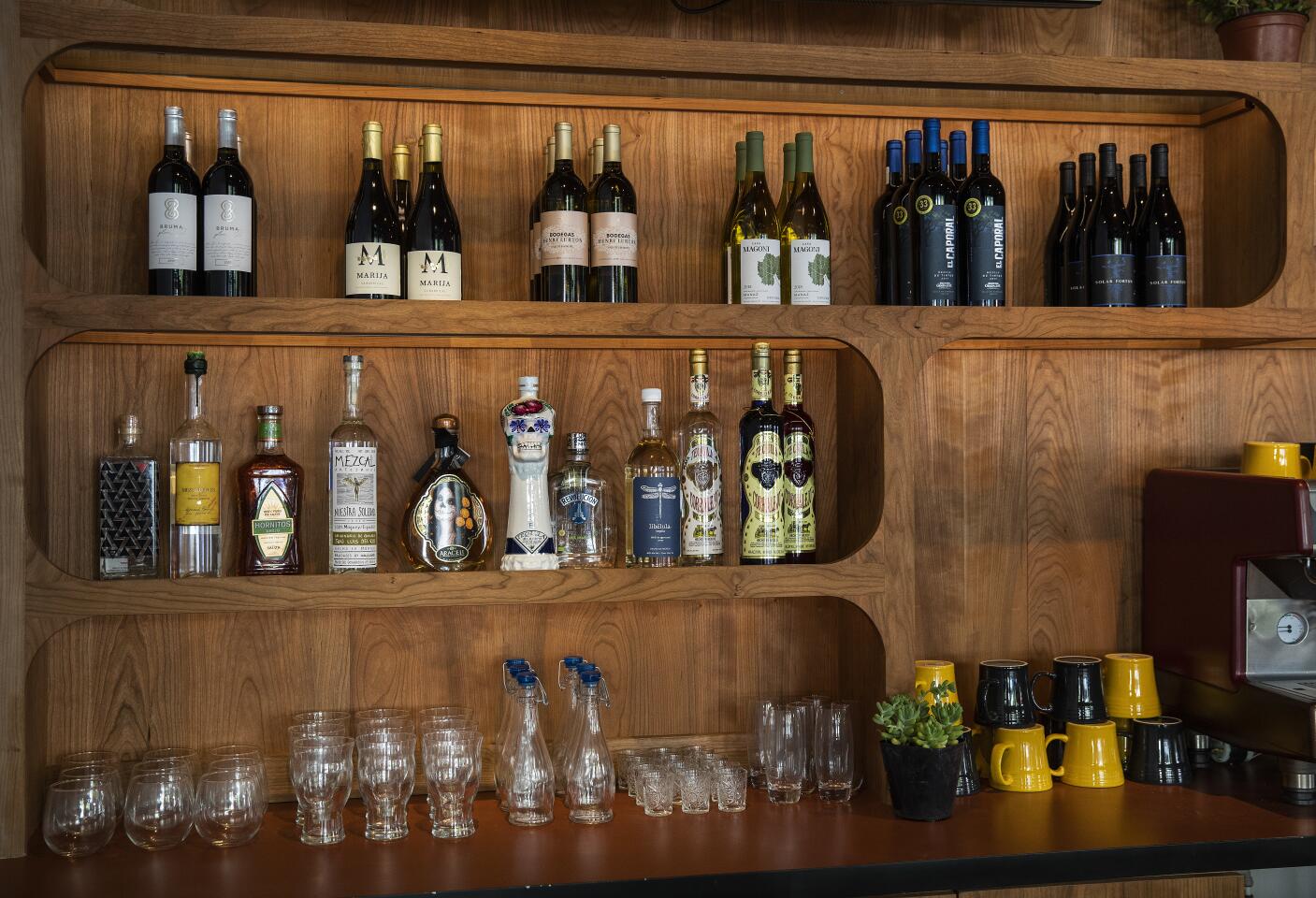 Bottles of wine and spirits line the backbar at Socalo.