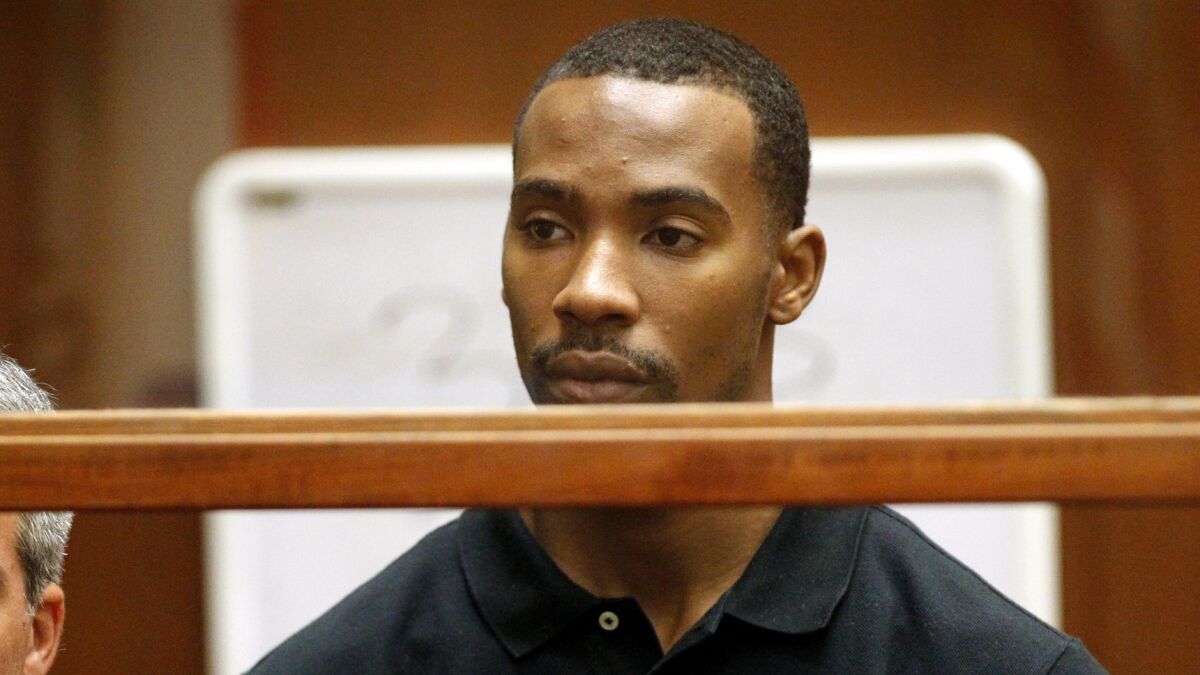 Former Lakers guard Javaris Crittenton appears in Los Angeles County Superior Court during an extradition hearing in August 2011.