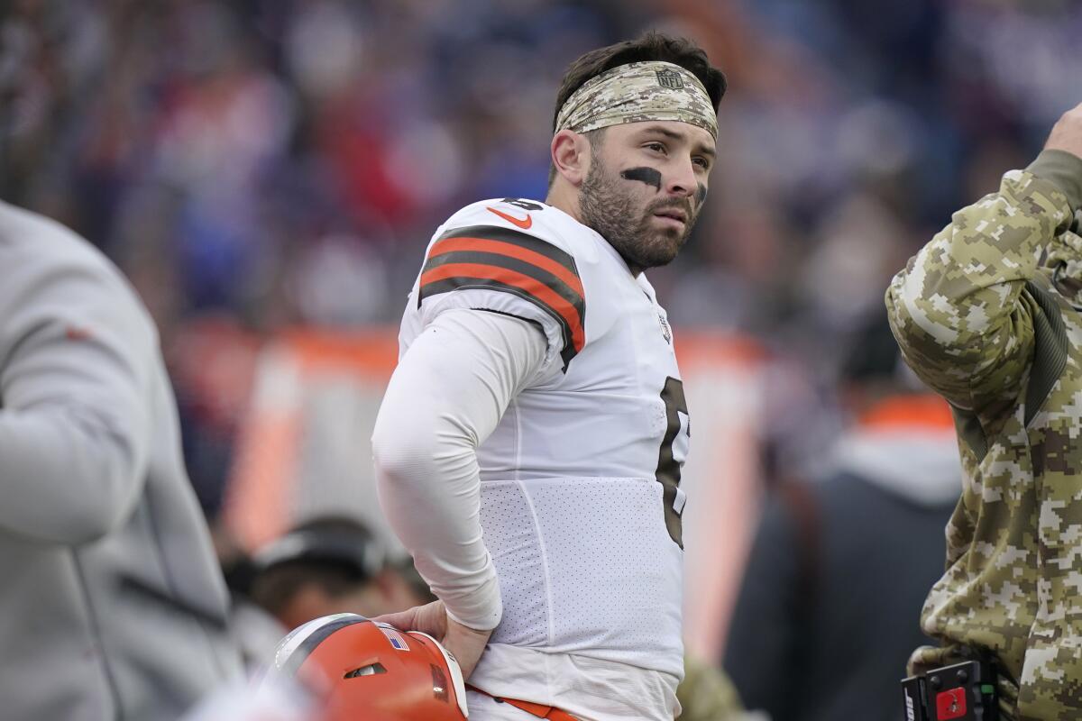 Browns' Mayfield 'beat up', still hopes to play vs Lions - The San Diego  Union-Tribune