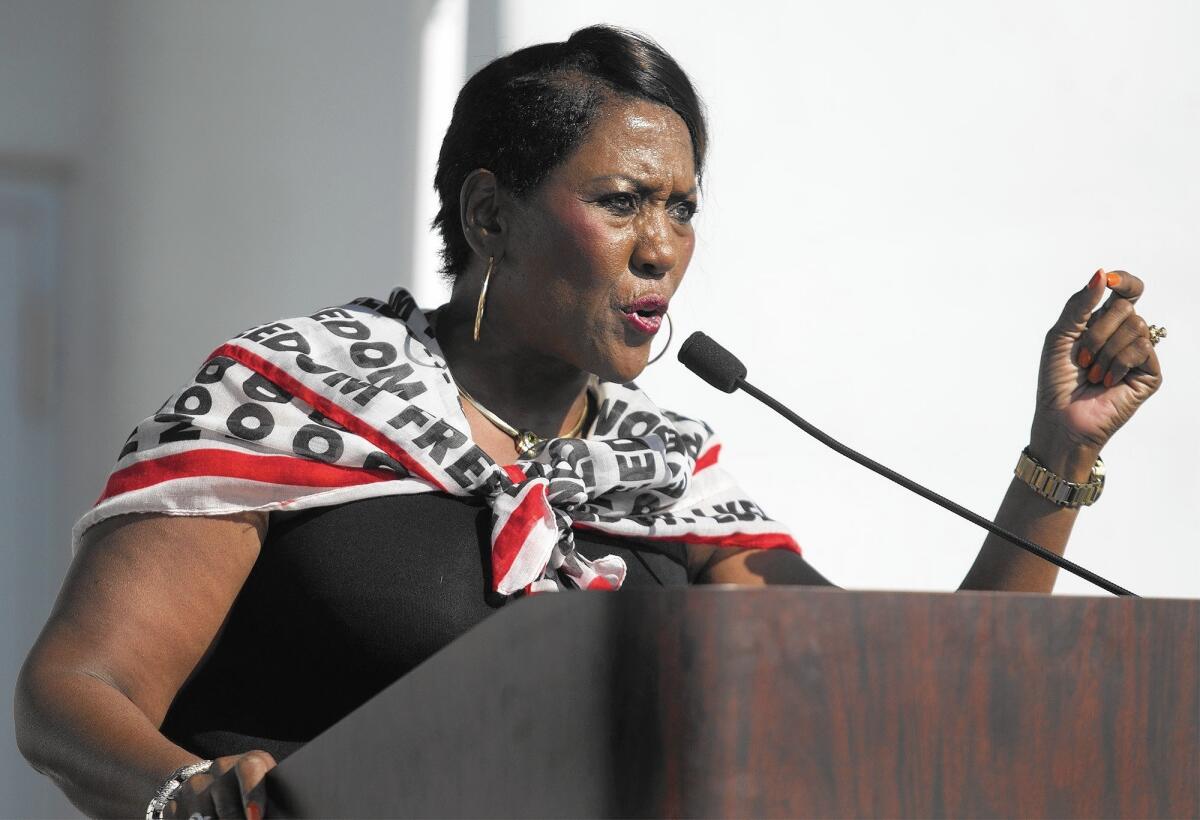 Martha Daniel, president and chief executive of Information Management Resources Inc., or IMRI, talks about how security issues have changed since Sept. 11, 2001, during a presentation at a 9/11 commemoration Thursday at Irvine Valley College.