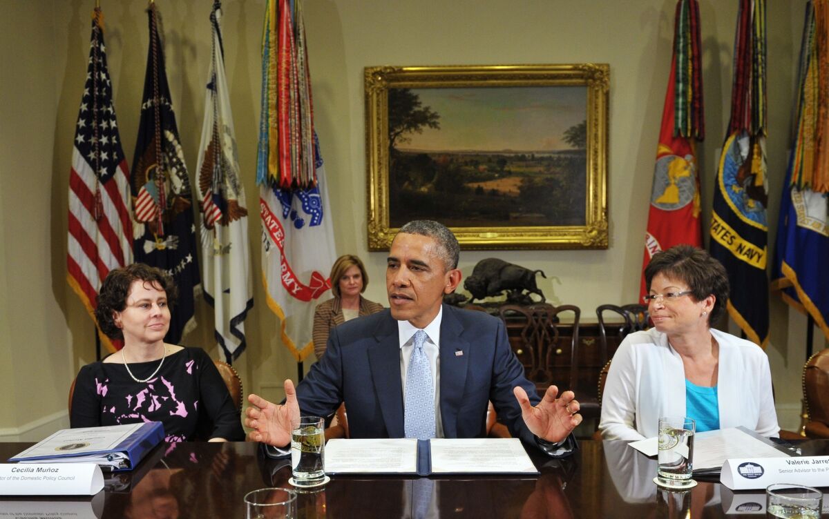 President Obama is seen meeting with business leaders on immigration reform in the Roosevelt Room of the White House.