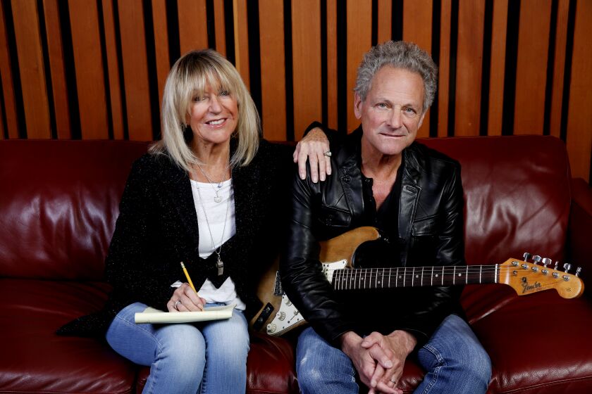 LOS ANGELES, CA - DECEMBER 8, 2016: Christine McVie and Lindsey Buckingham(Fleetwood Mac) pose for a photo during recording session at the Village Recorder studios in Santa Monica on December 8, 2016 in Los Angeles, Ca. From legends like Fleetwood Mac, The Rolling Stones, B. B. King and Bob Dylan to current artists like Lady Gaga, Coldplay, Taylor Swift and John Mayer you would be hard pressed to find an artist who hasn't recorded here. (Liz O. Baylen / Los Angeles Times)