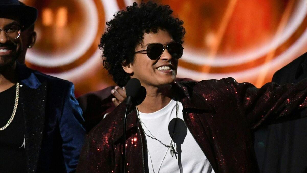 Bruno Mars at the 60th Grammy Awards.