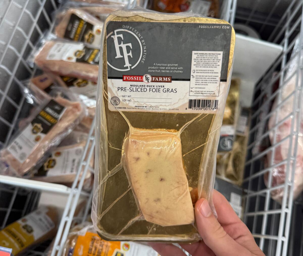 A July 28 image of packaged foie gras at a store in Venice.