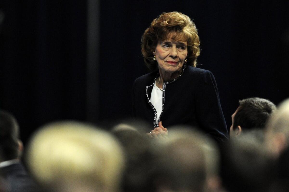 Sue Paterno, shown here in January, spoke at a child abuse prevention breakfast on Wednesday.