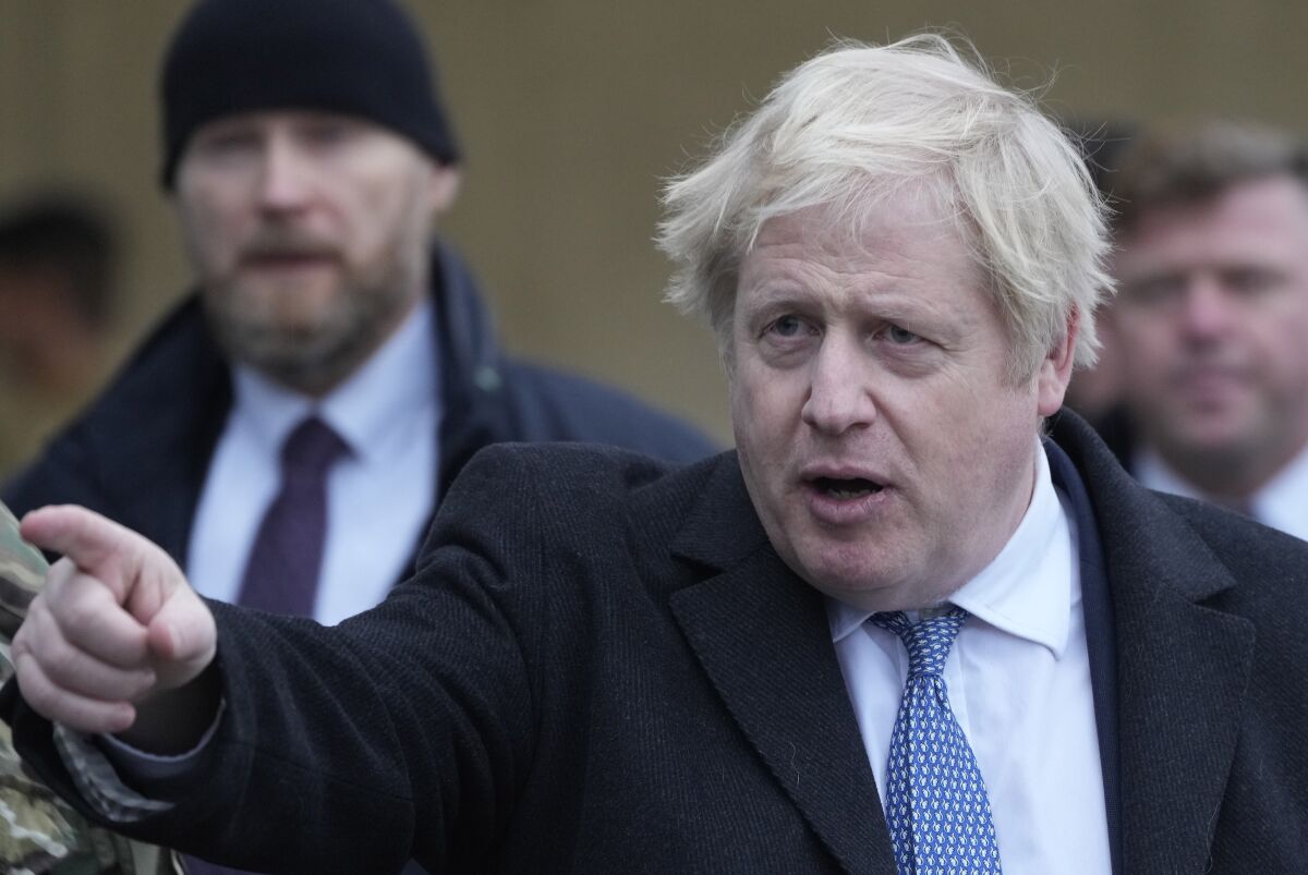British Prime Minister Boris Johnson pointing a finger