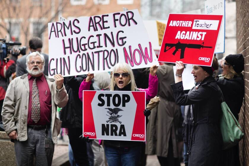Supporters of gun control measures march in Washington in response to the Newtown, Conn., school shooting.